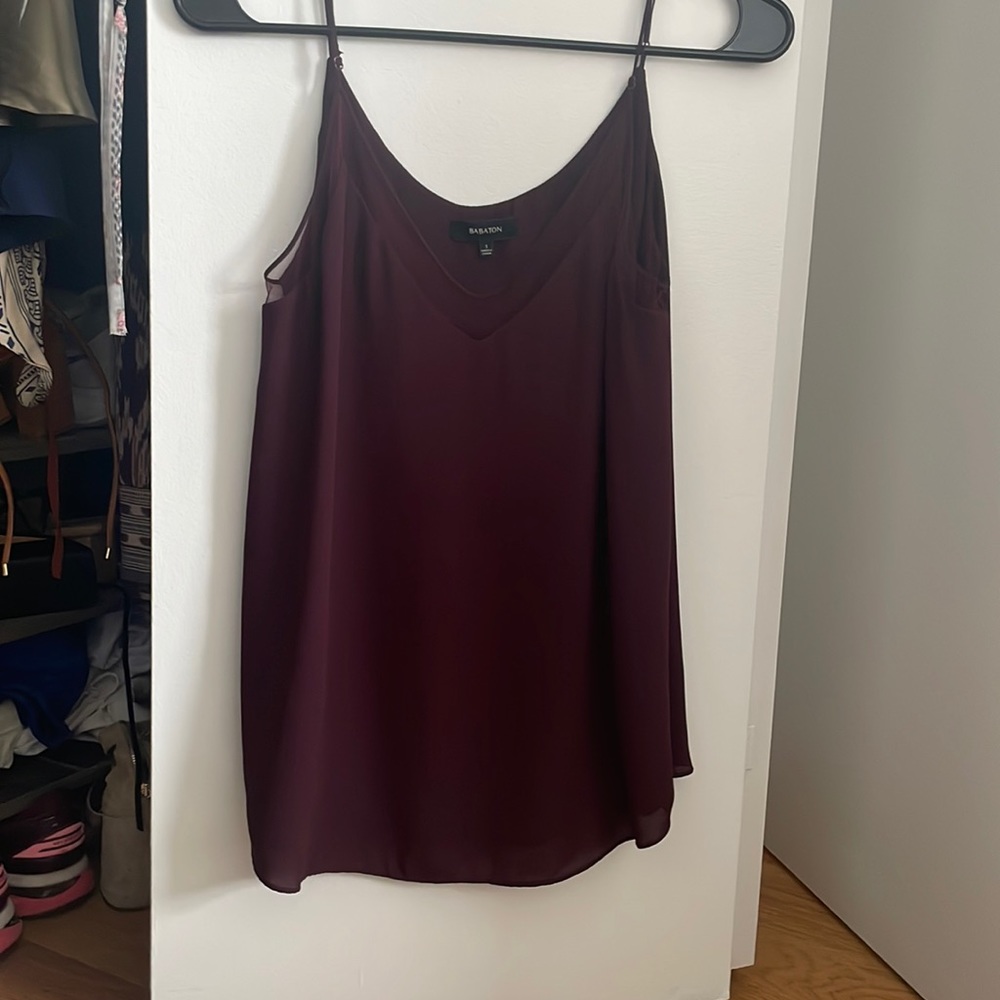 Aritzia Babaton Galen Mesh Camisole Cami top in Burgundy